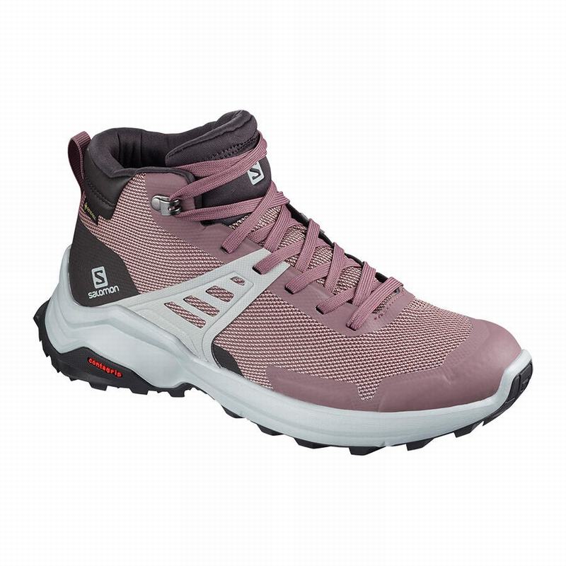 SALOMON X RAISE MID GORE-TEX Philippines - Women's Hiking Shoes - Burgundy | 365149-KHA